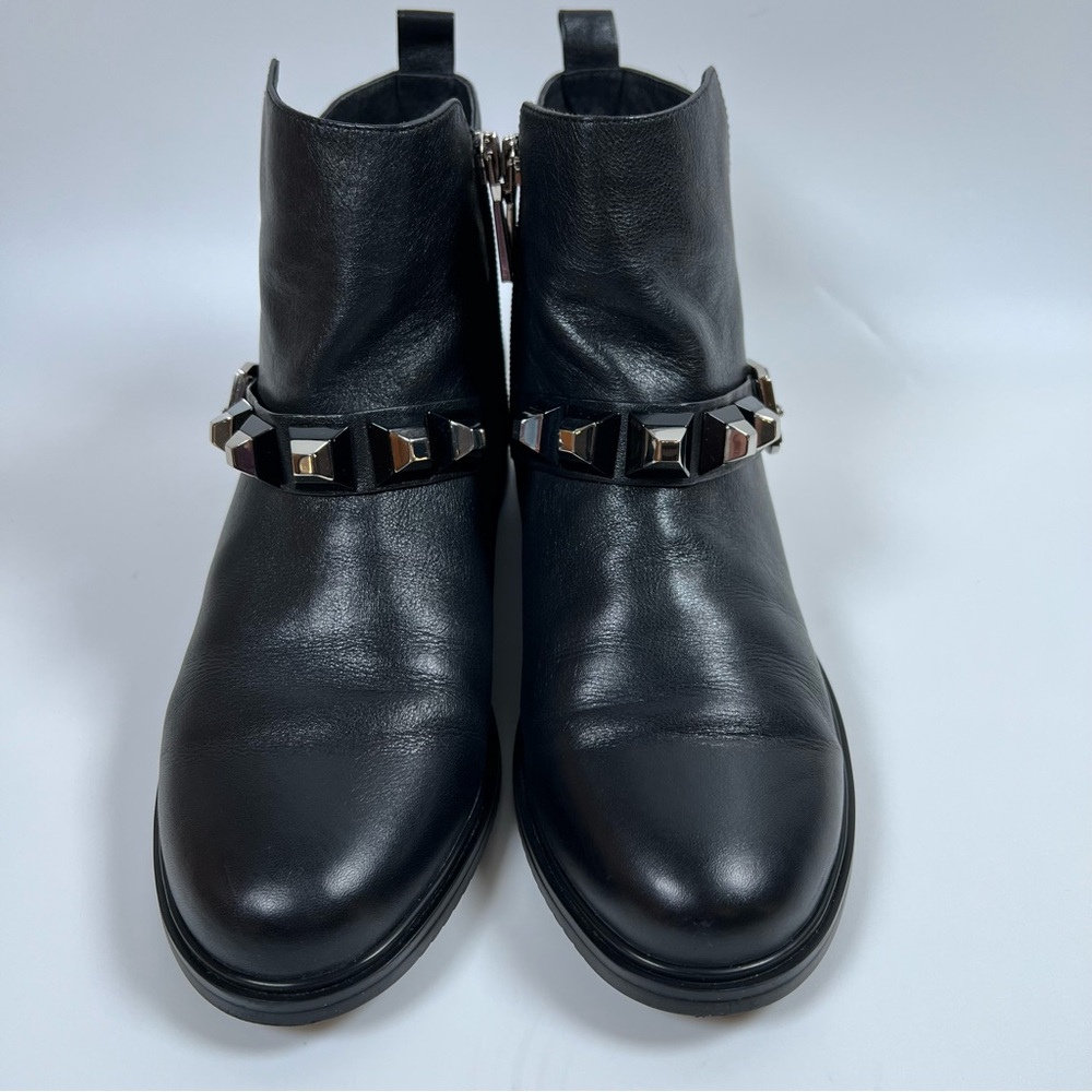 Balidoner Black Leather Studded & Ankle Buckle Black Leather Ankle Boots Size 38 - Picture 16 of 16